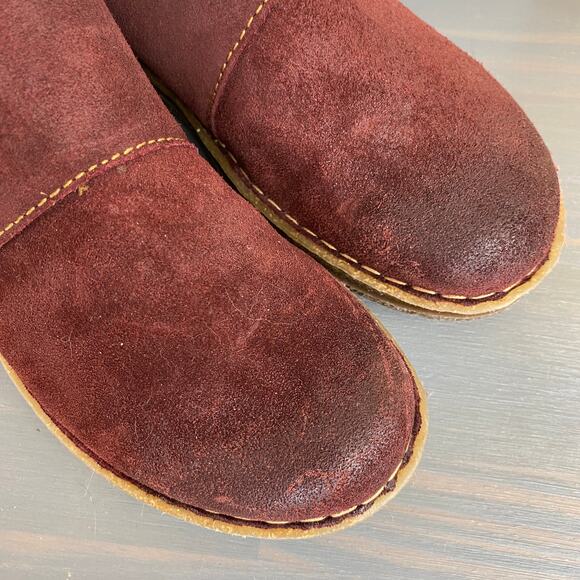 Born Tora Booties Ankle Boots Women Size 7.5M Red Suede Leather Bohemian Comfort - Picture 4 of 10